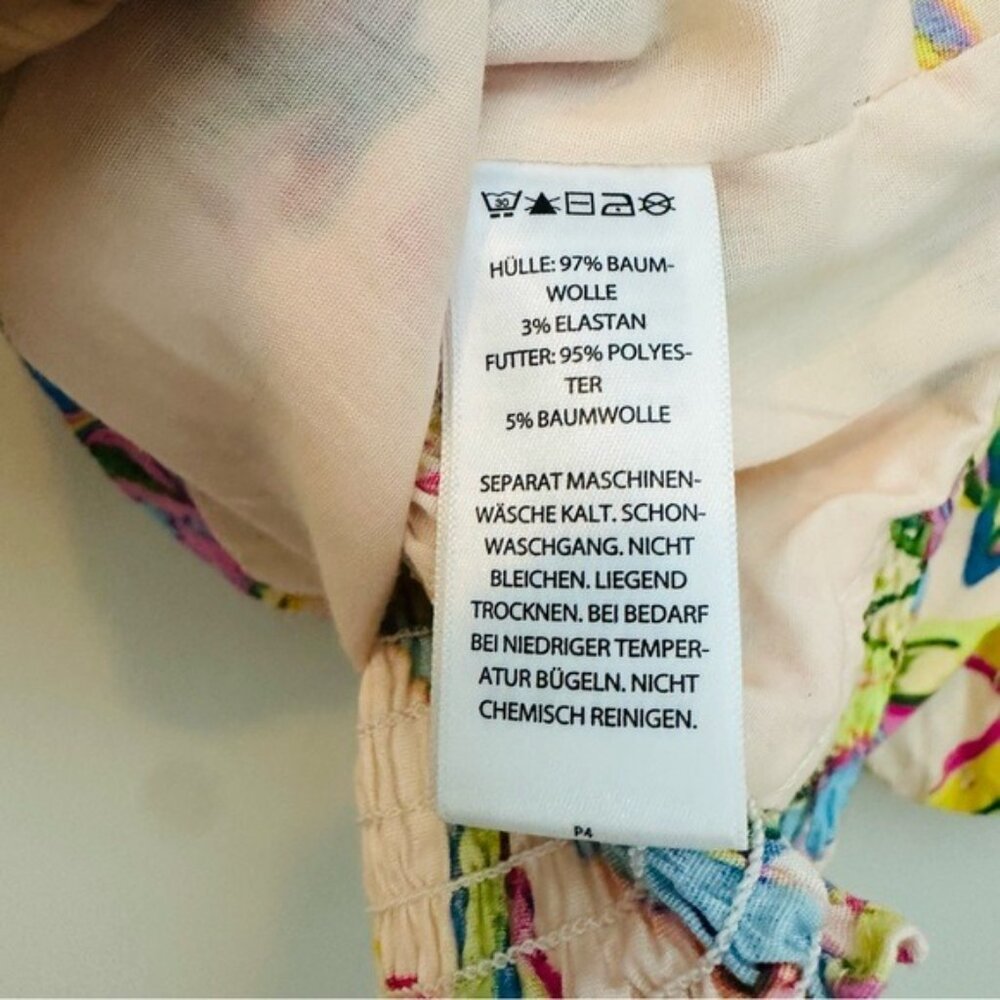 Rachel Roy Tropical Puff Sleeve Smocked Crop Top Medium Coastal Prep Y2K - Picture 7 of 8